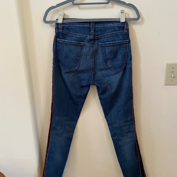 CURRENT ELLIOTT MAROON TUXEDO SUEDE STRIPE ANKLE SKINNY JEANS SIZE 24 - Picture 5 of 7